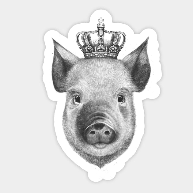 The King Pig Sticker by kodamorkovkart